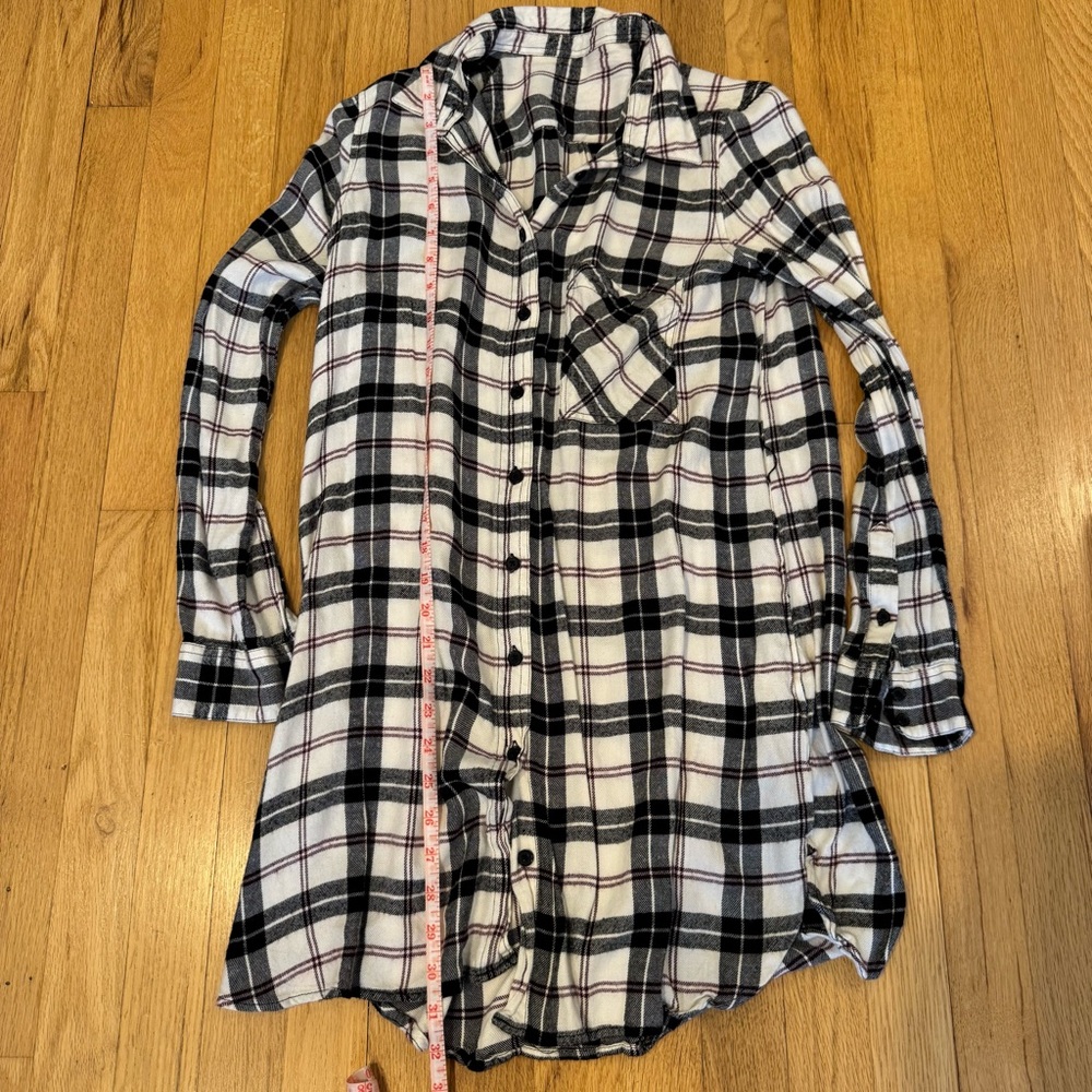Black and White Plaid Button-Up Shirt Dress